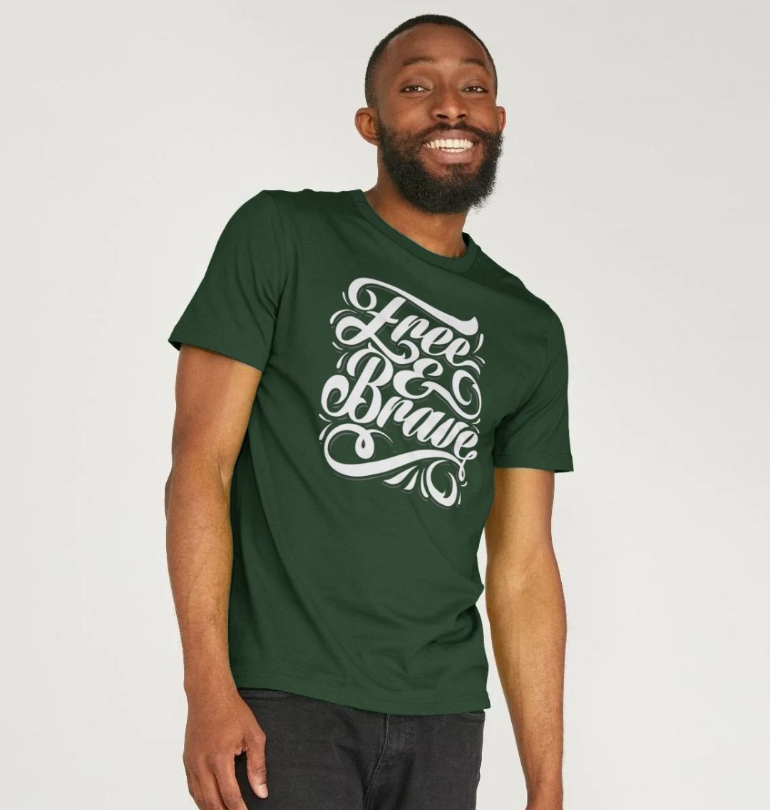 Free and Brave Unisex TShirt: 100% Oragnic Tshirt. Ideal Gift for Summer and an Immediate Conversation Starter - Image 2