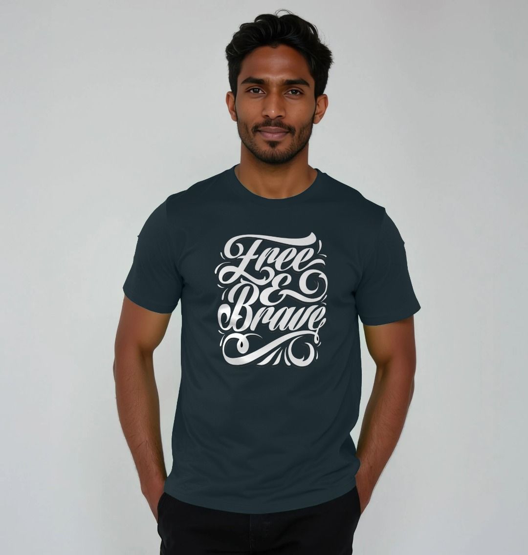 Free and Brave Unisex TShirt: 100% Oragnic Tshirt. Ideal Gift for Summer and an Immediate Conversation Starter - Image 3