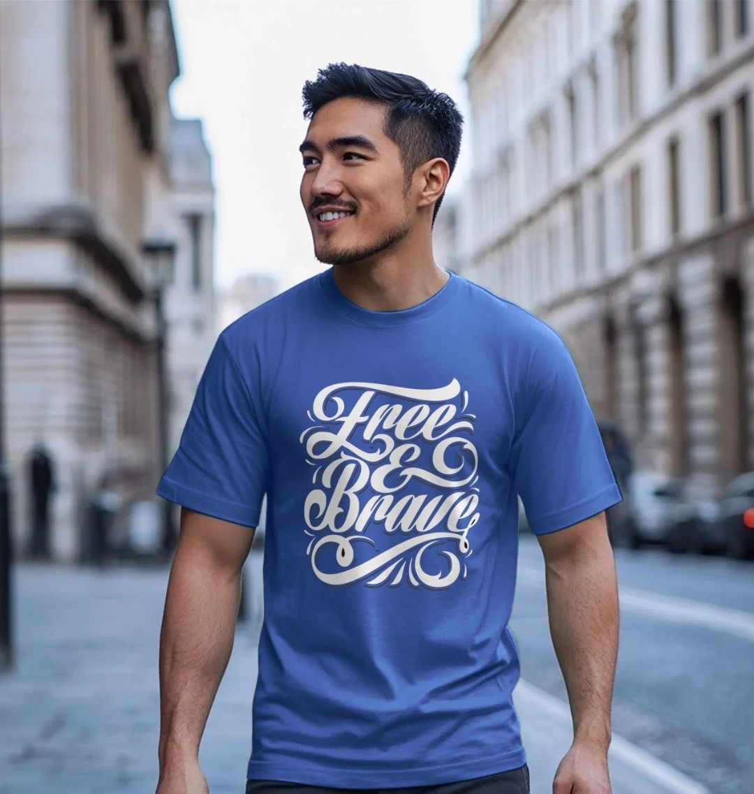 Free and Brave Unisex TShirt: 100% Oragnic Tshirt. Ideal Gift for Summer and an Immediate Conversation Starter - Image 8