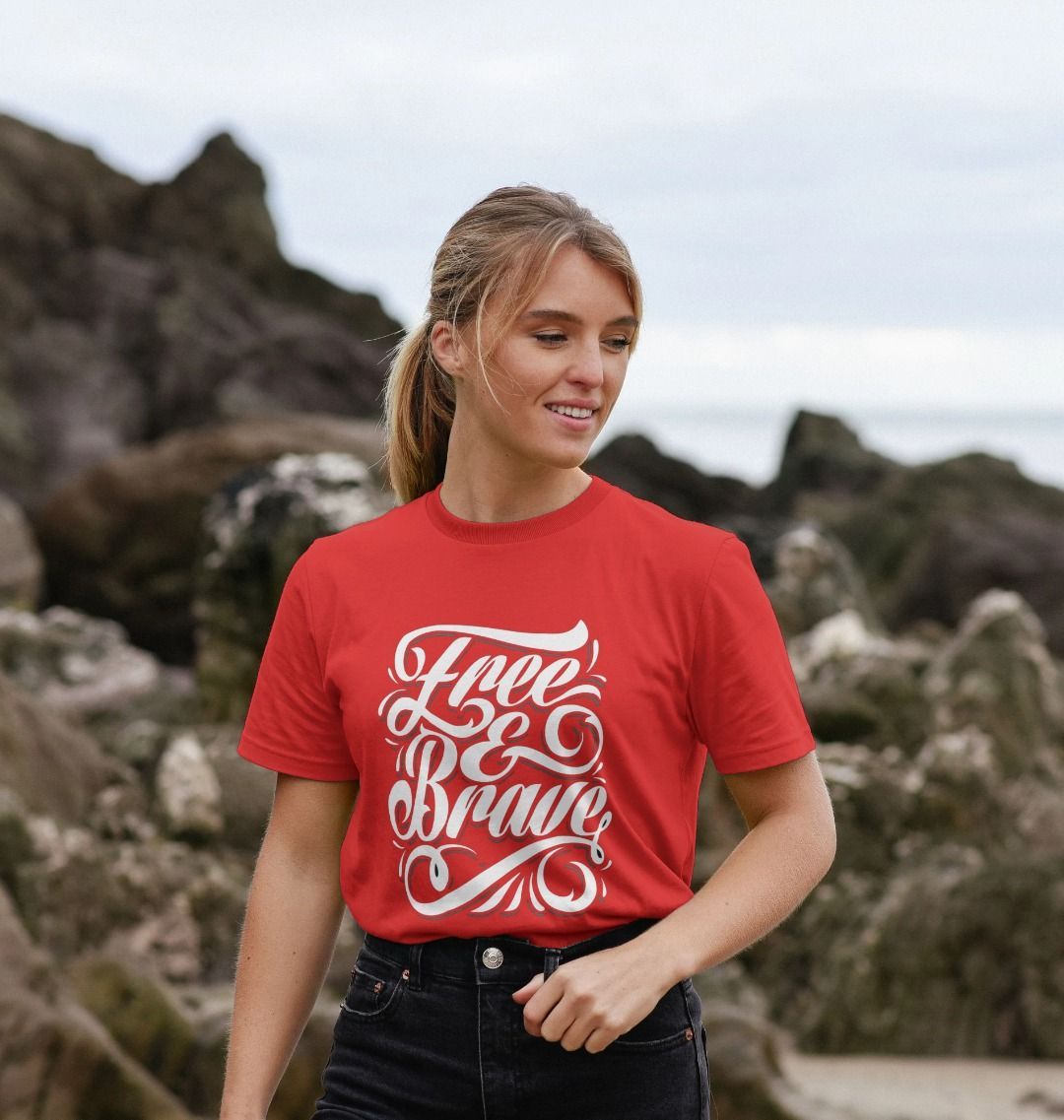 Free and Brave Unisex TShirt: 100% Oragnic Tshirt. Ideal Gift for Summer and an Immediate Conversation Starter - Image 6
