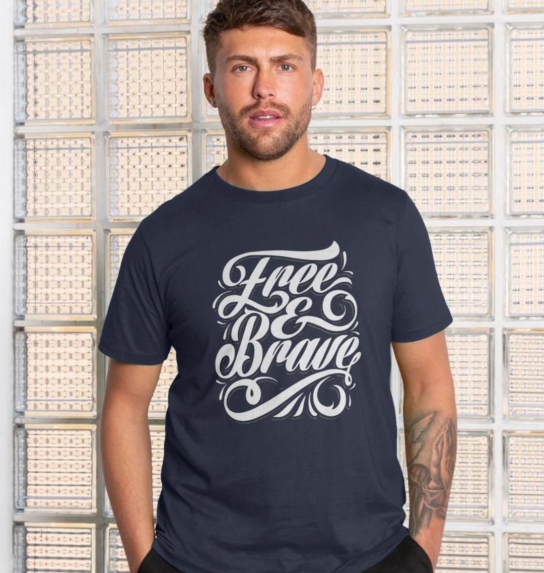 Free and Brave Unisex TShirt: 100% Oragnic Tshirt. Ideal Gift for Summer and an Immediate Conversation Starter - Image 7