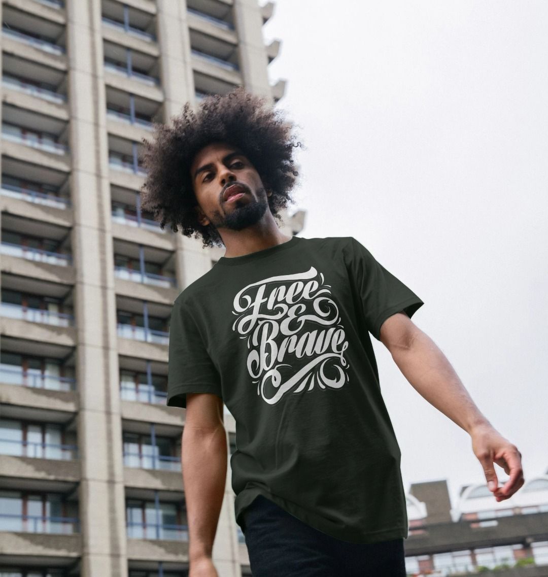 Free and Brave Unisex TShirt: 100% Oragnic Tshirt. Ideal Gift for Summer and an Immediate Conversation Starter - Image 4