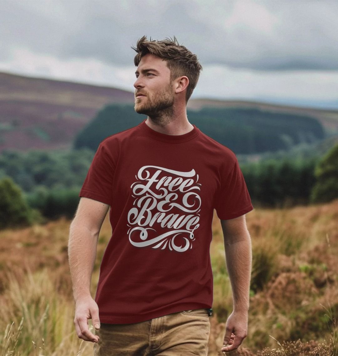 Free and Brave Unisex TShirt: 100% Oragnic Tshirt. Ideal Gift for Summer and an Immediate Conversation Starter - Image 9
