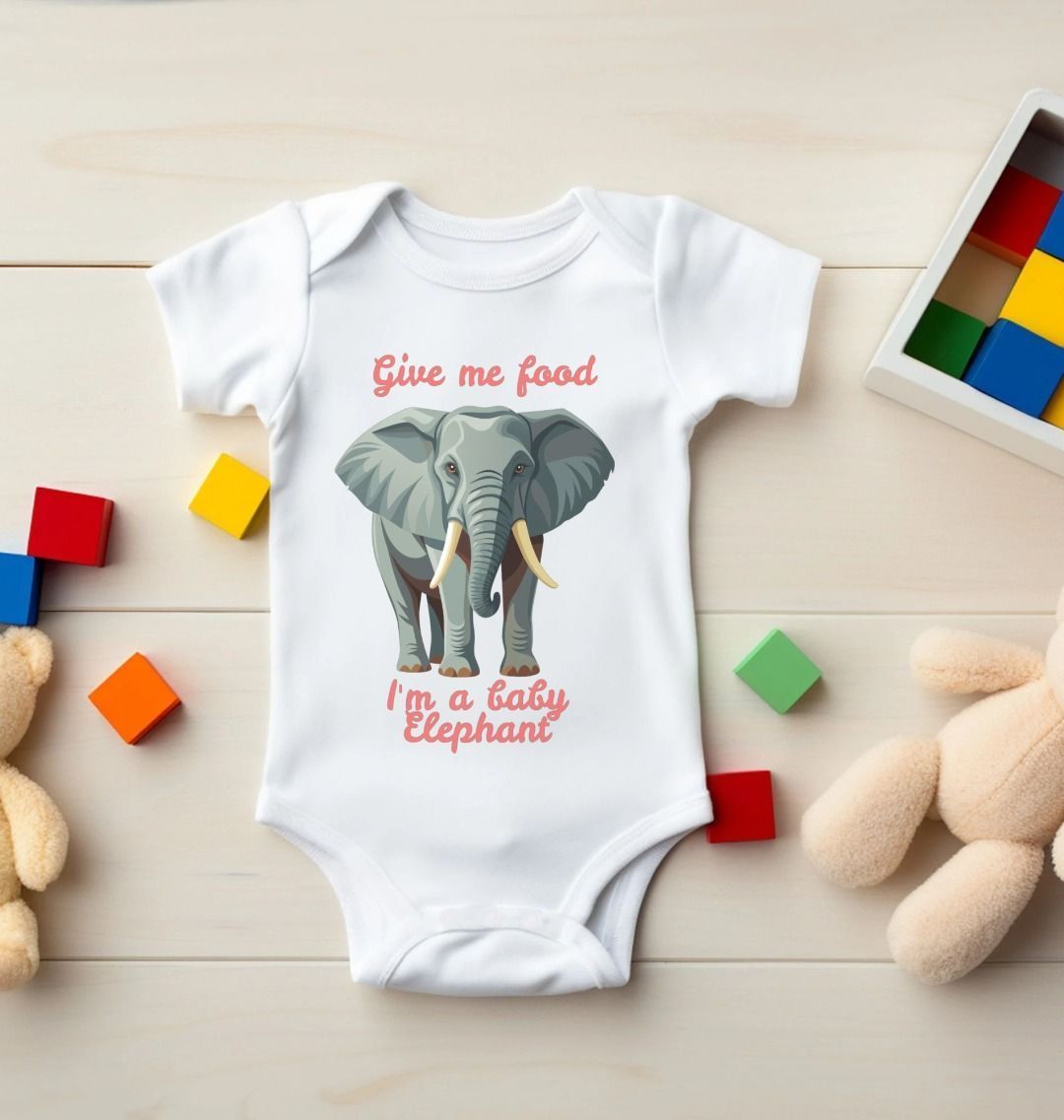 Baby Elephant: 5 Panel Bodysuit/Onesie