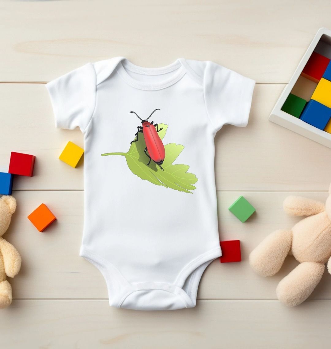 Ladybug 5 Panel Baby Bodysuit