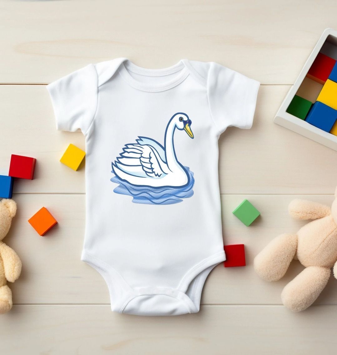 Happy Swan: 5 Panel baby Bodysuit.