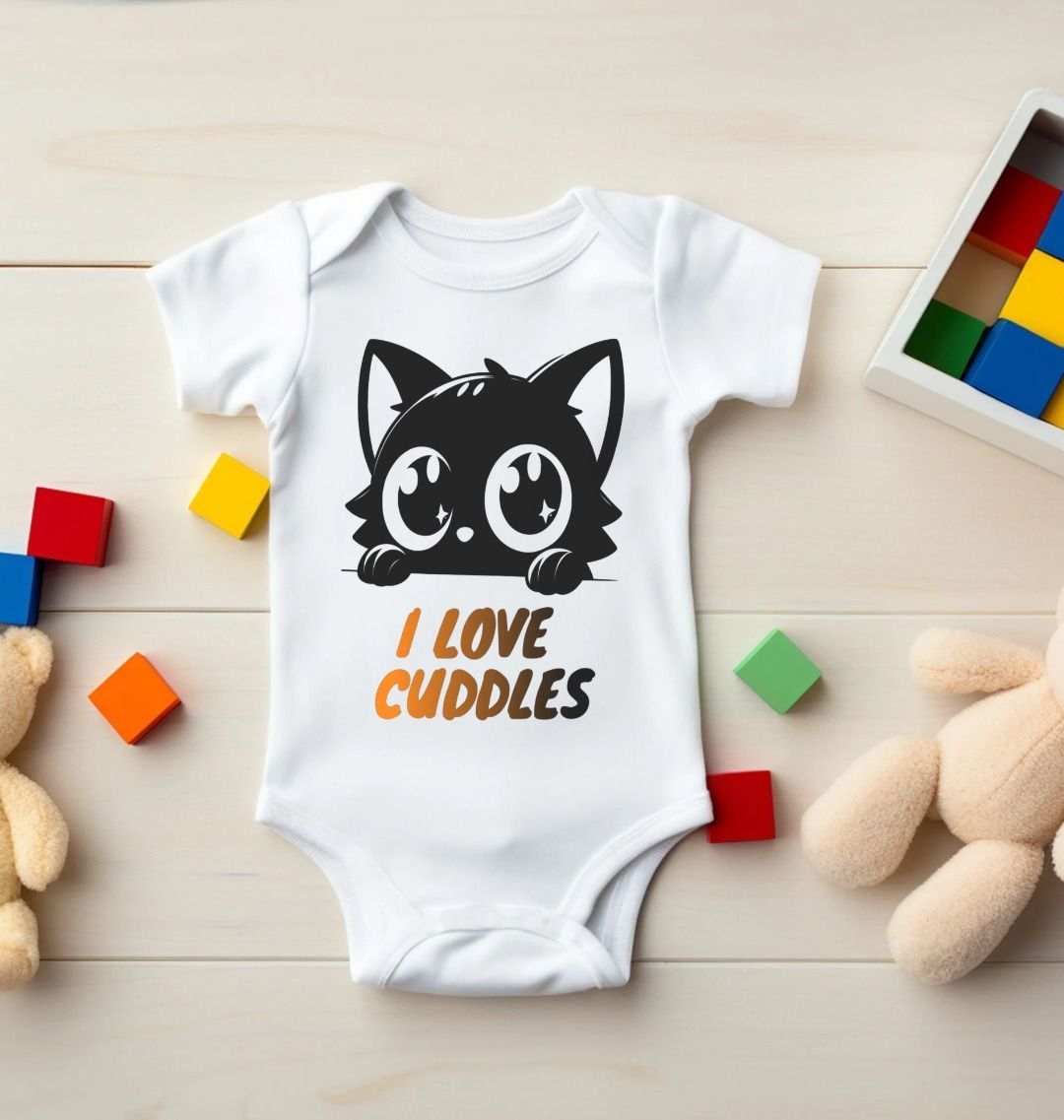 I Love Cuddles: 5 Panel Baby Bodysuit